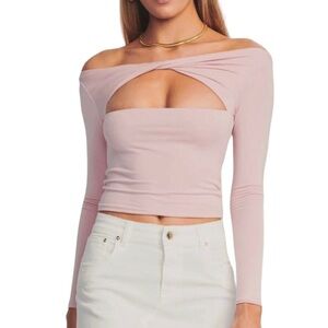 Revolve Ser.O.Ya Pink Artemis Cut Out Long Sleeve Soft Modal Twist Top NWT Sz XL